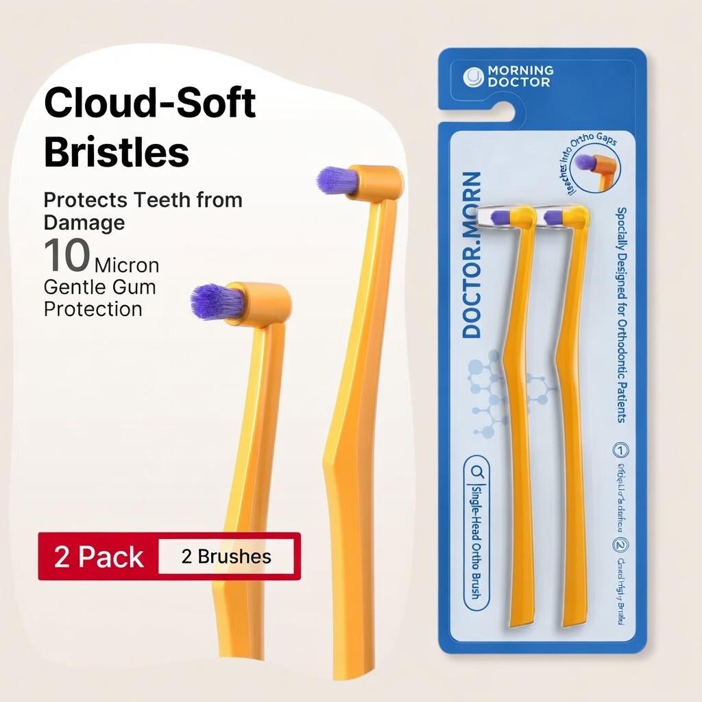 ICESEE End Tuft Toothbrush - Soft Fine Bristles | Braces-Specific Design, Precise Cleaning for Hard-to-Reach Spots, Teeth & Gums Care