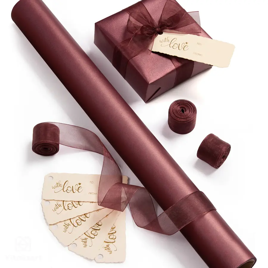 Vitalizart Pearly-Lustre Wrapping Paper Set with 3 Organza Ribbons & 6 Gift Tags for Birthdays Weddings Baby Showers and Christmas sohochic