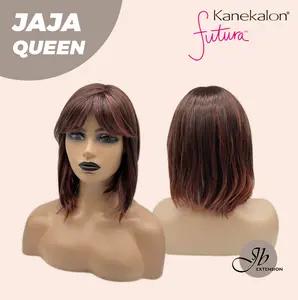 JBEXTENSION 12 Inches Short Women Fashion Wig With Bangs JAJA QUEEN【PLUS PERMATEASE】【BENDY EAR TABS】