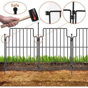 25Pack Decorative Garden Fence, 21in x27ft Small Animal Barrier Fence,Square No Dig Garden Fence Border for Dog Rabbits, Rustproof Metal Ground Stake Fencing Panels for Outdoor Yard Patio