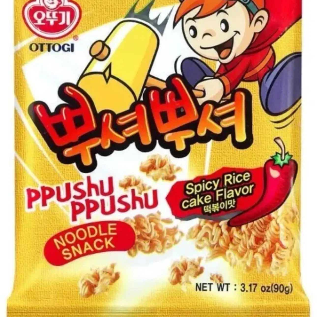 OTTOGI Ppushu Ppushu Crunchy Noodle Snack, Spicy Rice Cake Flavor, 90g ...