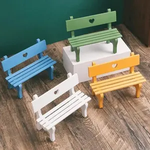 Creative Doll Housefurniture Toys Mini Bench Home Decoration Solid Color Small Bench Shooting Background Props Garden Ornaments