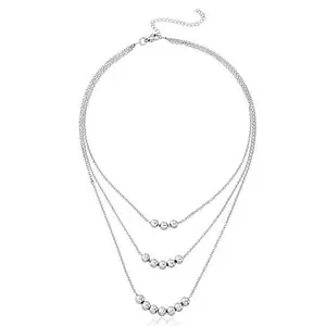 Stately Steel 18" Three-Strand Beaded Necklace