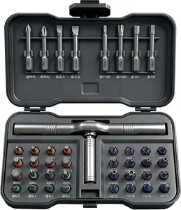 42 in 1 Screwdriver Set, DIY Ratchet Screwdriver Set, Multi Bit Drive,with Detachable Ratchet Handle and Case, Compact Repair Tool Kit for Furniture Computer Bicycle