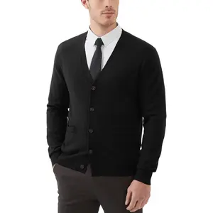 Men's Cardigan Sweaters Wool Blend V Neck Button Down Sweaters with Pockets