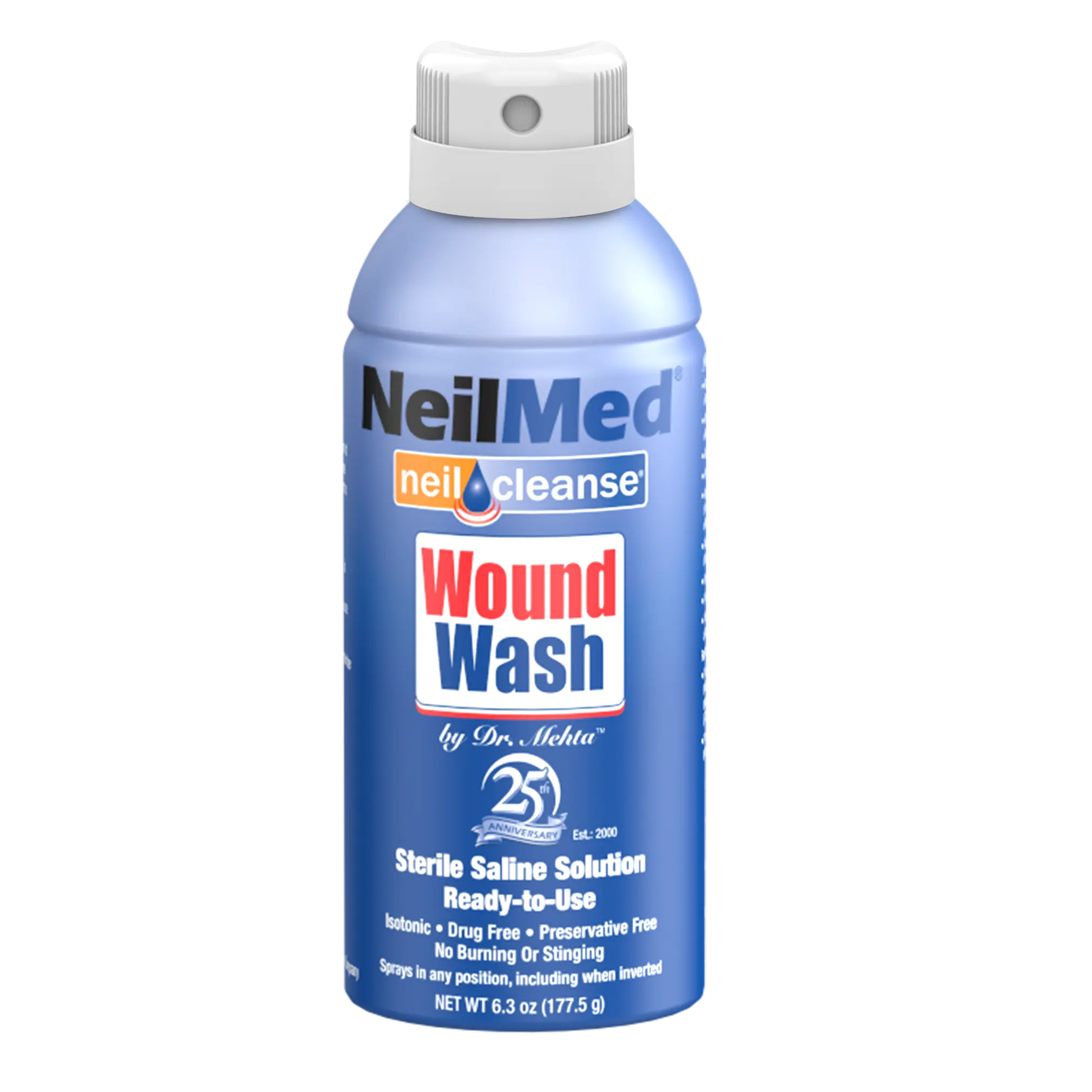 NeilMed NeilCleanse Wound Wash Saline Spray - Sterile, Isotonic Cleansing Solution for Minor Wounds & Piercings - No Burning or Stinging - Ready-to-Use - 6.3oz NeilMed NeilCleanse Wound Wash Saline Spray - Sterile, Isotonic Cleansing Solution for Minor Wounds & Piercings - No Burning or Stinging - Ready-to-Use - 6.3oz