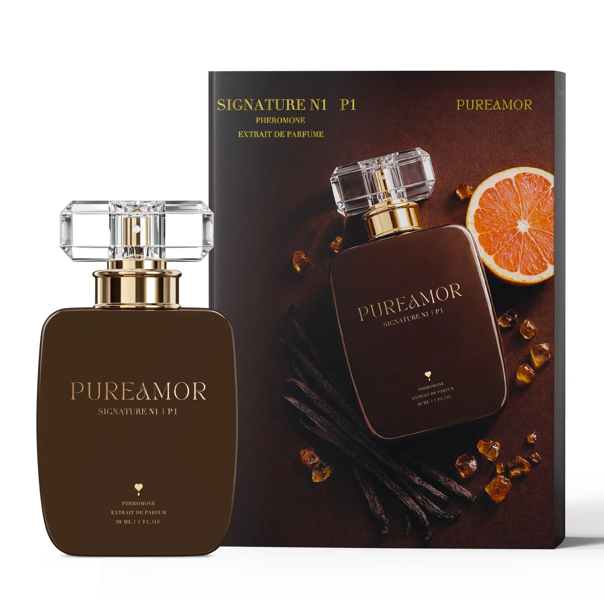 Pureamor Signature N1 P1 Pheromone Natural Spray Perfume for Women, 30ml/ 1oz Extrait de Parfum(Vanilla, Jasmine, Sandalwood, Mandarin), Long Lasting Luxury Fragrance, Elegant Daily Wear for Office & Casual