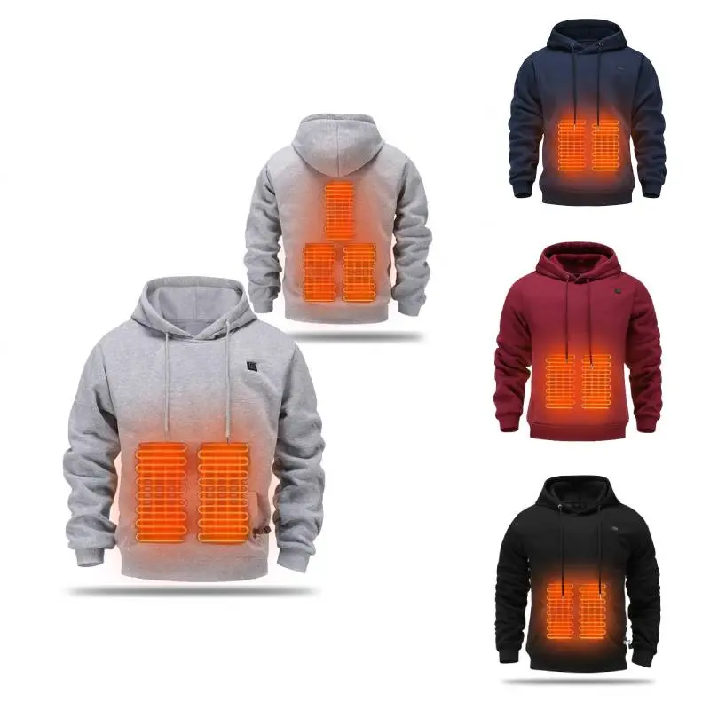 Men's Smart Heated Hoodie USB Powered 5-Zone Heating Warmth for Winter Cozy & Stylish Cold Weather Wear Sweatshirts Pullover Long Sleeve
