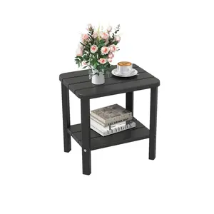 Outdoor Side Table, 2-Tier Small Outdoor Table for Patio, Adirondack Side Tables for Outside or Indoor,Resin End Table for Pool, Porch, Weather Resistant Easy Maintenance