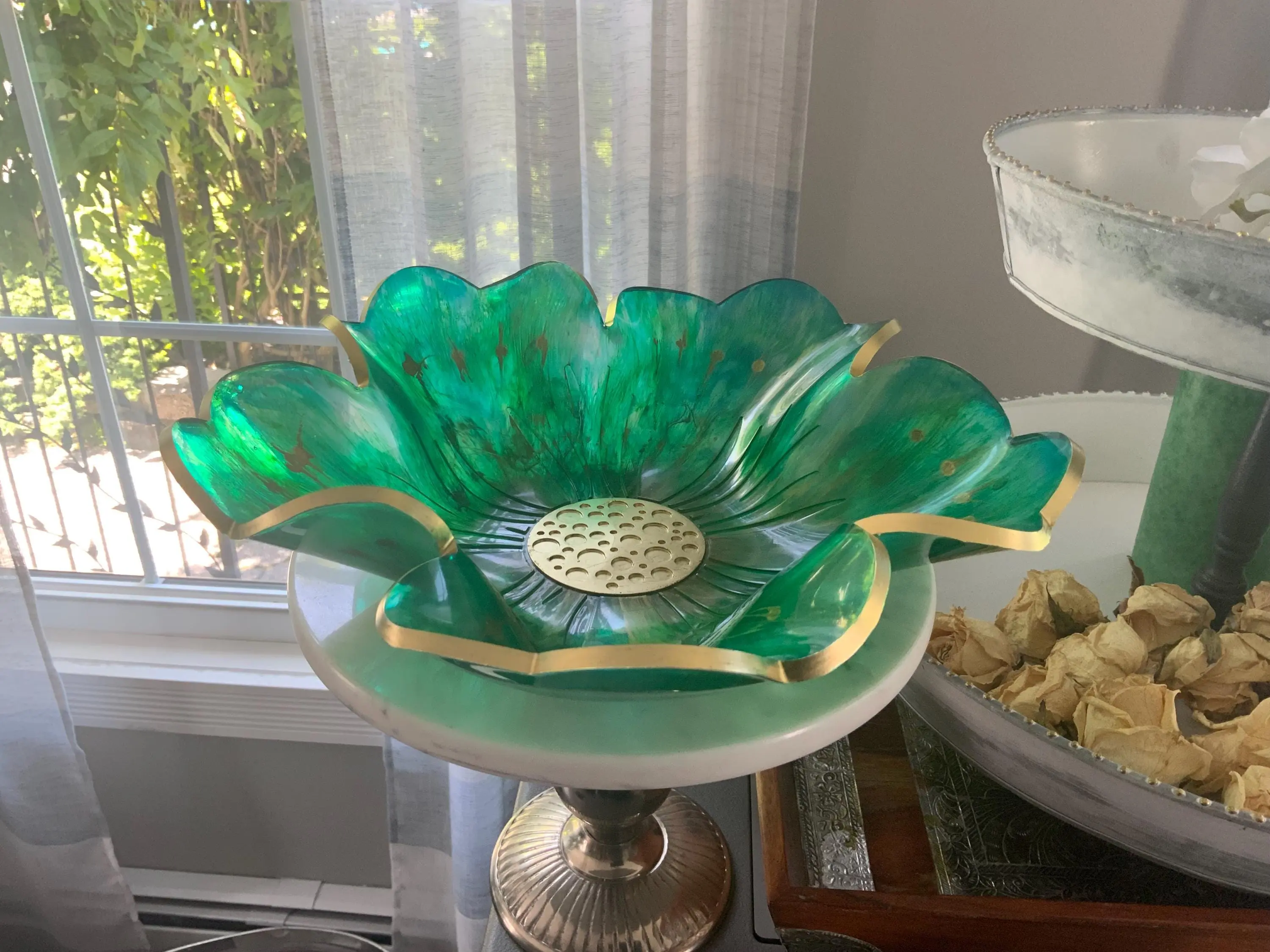 Resin Golden Green Bowl