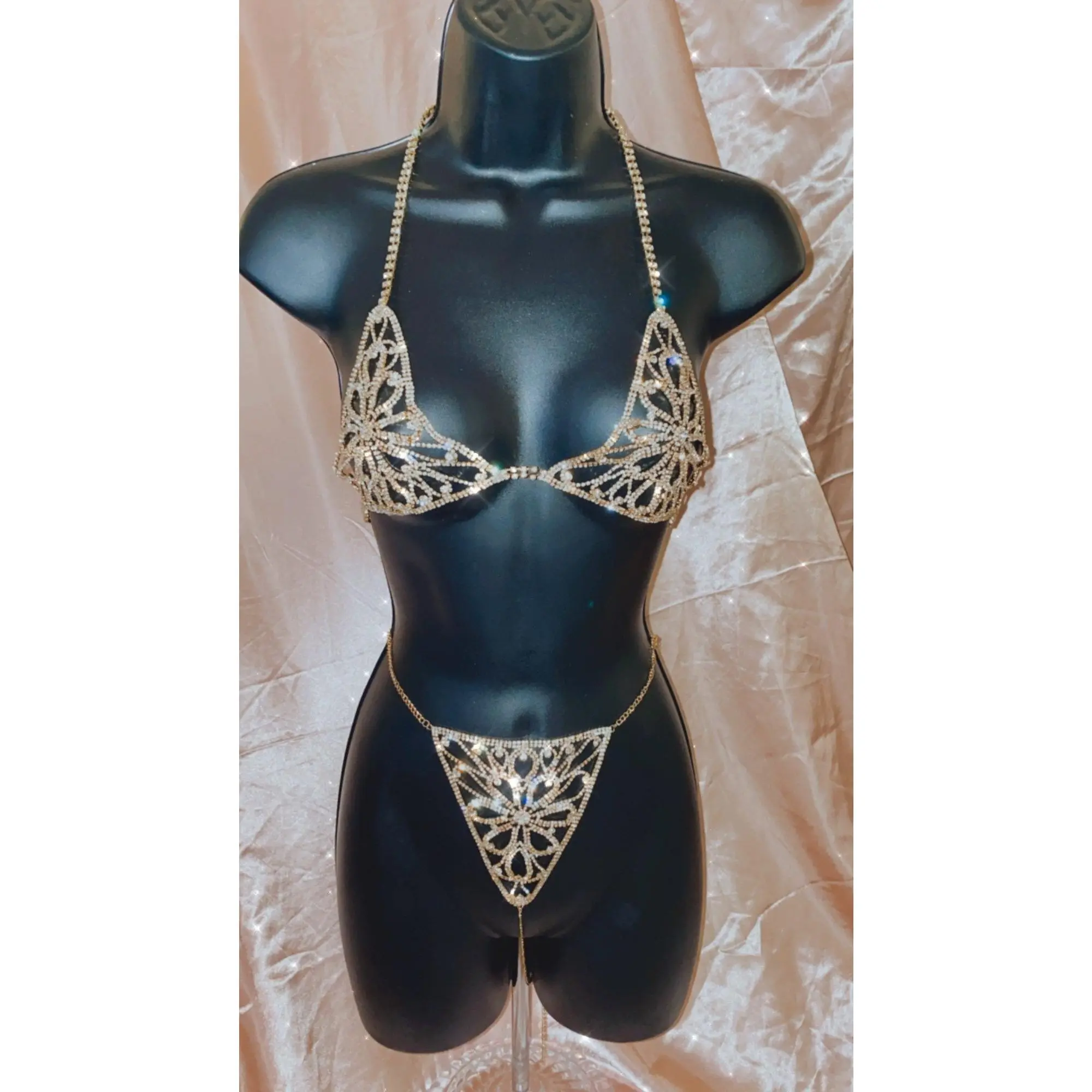 Jasmine Rhinestone Set Bralette + Thong