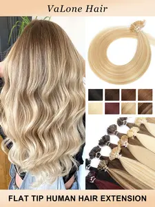 Flat Tip Hair Extension real Human Hair Straight hair Pre Bonded Keratin Fusion Flat Tip Hair Extension Remy Hair Invisible seamless 30G 50pcs one pack for women