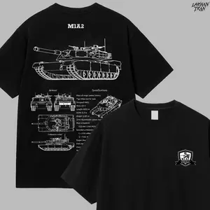 Warborn M1A2 Tank Blueprint Tee | Military Graphic Shirt | Unisex Vintage Top