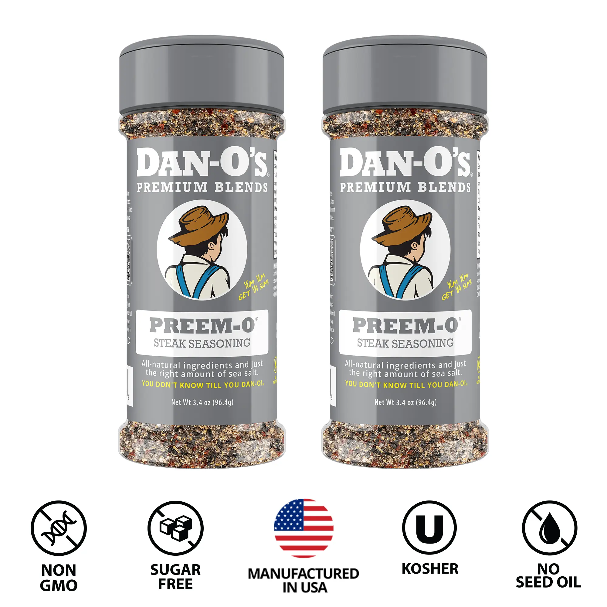 Dan-O's Seasoning Preem-O - 2 Pack - Small bottles 3.4 oz - Steak seasoning and great flavor for grilling Dan-O's Seasoning Preem-O - 2 Pack - Small bottles 3.4 oz - Steak seasoning and great flavor for grilling