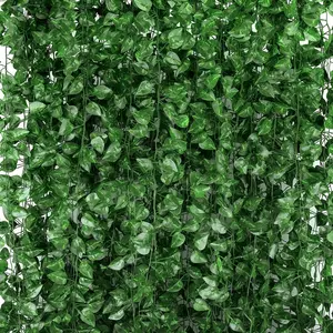 Artificial Ivy Vine, 12pcs/set Fake Ivy Leaf Garland, Hanging Ivy Plants, Fake Indoor Plants for Room Garden Office Wedding Wall Decor, Home Garden Decoration
