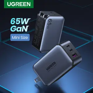 UGREEN Nexode 65W GaN USB C Wall Charger, 3-Port Compact Foldable Fast Charger Power Adapter for iPhone 17/16/15 Series, Galaxy S25/S24, Pixel 10/9, MacBook Pro/Air, Dell XPS, iPad Pro (Black),TikTokShopSpringGlowUp,Greenish