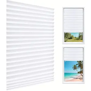 Temporary Light Filtering Paper Shades for Windows Pleated Blinds with Adhesive No Tools No Drilling Free Cut Size Room Darkening Rectangular Semi Blackout Curtain