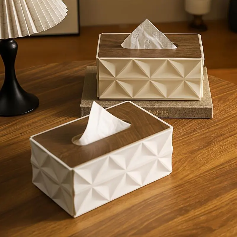 1pc Large Capacity Modern Square Tissue Box with Lid - Polished Plastic Brown Bathroom & Living Room Organizer, Minimalist Tissue Dispenser Suitable for Home, Office Decor - Durable Tissue Holder