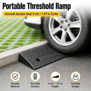 1PC Portable Threshold Ramp 5cm / 2 Inch Height, Non-Slip Rubber Doorway Curb Ramp for Wheelchair, Scooter, Car, Motorcycle, Pets & Garage Access