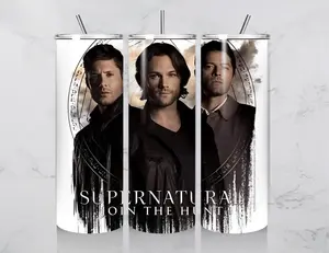Supernatural 20 oz Insulated Tumbler BPA Free with Lid & Straw Join The Hunt Design for Coffee Tea or Any Beverage
