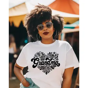 GRANDMA FLORAL HEART SCREEN PRINT TRANSFER Top Womenswear