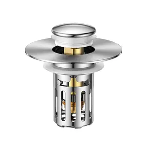 Bath Universal 2 - in - 1 Bathroom Sink Stopper, Pop - up with Anti - Clog Removable Stainless Steel Filter Basket Drain Hair Stopper, Powerful Anti - Odor Stopper