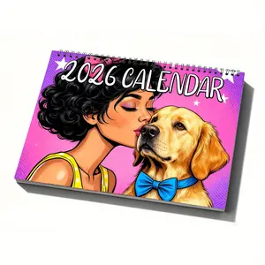 1pc 2026 Calendar Jan Dec Daily Planner, A4 Monthly Wall Mounted, Minimalist Layout Ideal Gift for Pet Enthusiasts, Office/Home Deco Woman & Golden Retriever Themed, Durable Glossy Paper, Weekly/Monthly Planning, Must Have for Fans