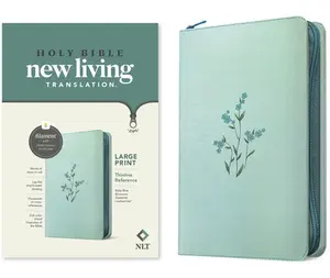 NLT Large Print Thinline Reference Zipper Bible, Filament Enabled (Leatherlike, Baby Blue Blossoms, Red Letter) -- New Living Translation - Bible