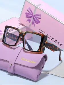 Zovujumy Fashion Oversized Square Frame Glasses, Simple Design Plain Lens Eyewear for Casual Wear, Non-Prescription Holiday Gift