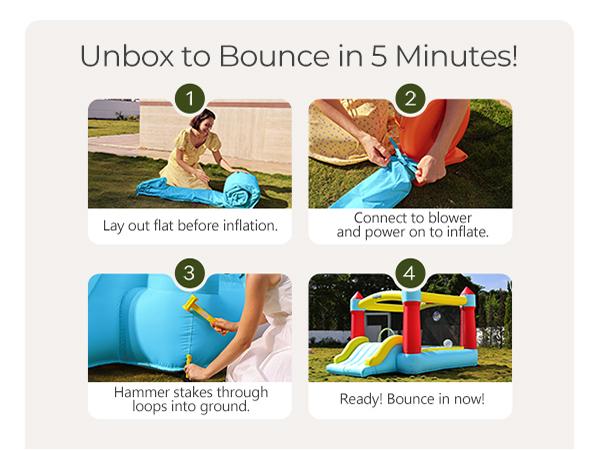 Outfunny Bounce House with Slide, Inflatable Bouncy House for Kids 3-8, Outdoor&Indoor, Bounce Area 8'x8', Capacity 400 lb Outfunny Bounce House with Slide, Inflatable Bouncy House for Kids 3-8, Outdoor&Indoor, Bounce Area 8'x8', Capacity 400 lb