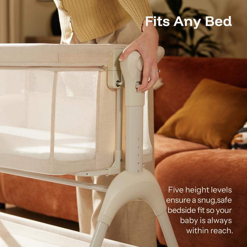 HARPPA 3-in-1 Rocking Baby Bassinet & Bedside Sleeper, Height Adjustable Crib,  Baby Bassinet with Wheels & Storage Basket, Sleeping Cot, Baby Essentials