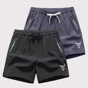 Men’s 2-Pack Athletic Shorts with Zipper Pockets, Elastic Waist Drawstring, Lightweight Workout & Casual Summer Shorts