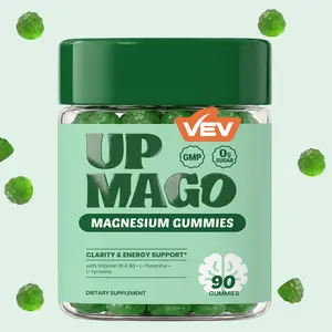 VEV UPMAGO Sugar Free Magnesium Malate Gummy Supplements with L-Theanine, L-Tyrosine, Vitamin B1, B6 - 90ct, 0g Sugar, Vegan  Dietary Chewable Supplements