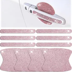 10 Pieces Bling Car Accessories for Women Bling Car Door Handle Protector Door Handle Covers For Car Rhinestone Car Bowl Protector Accessories Women Stickers(Pink)