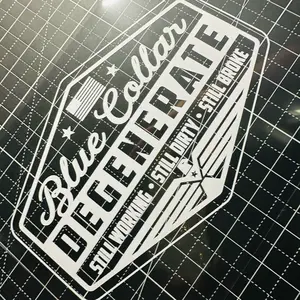 Blue Collar Degenerate Truck or Car Decal in Weatherproof Vinyl - Still Work Still Drive Still Broke Design