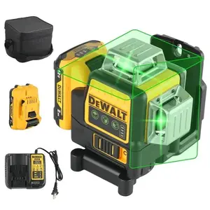 DEWALT 089LG 3 Sides 360 Degree Vertical 12V Lithium Battery 12 Lines Laser Level with Green Meter for Outdoor Construction & DIY Projects Tool