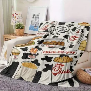 Chick-fil-A Themed Cozy Blanket Soft Funny Throw Blanket Cozy Lightweight Plush Portable Cover Blanket For Sofa,Warm Gift For Birthday,Christmas,Multiple Blankets