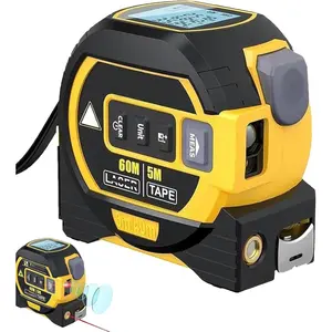 3-in-1 Digital Laser Tape Measure, Laser Distance Measuring Tape with LCD Display & Self Locking Device, Accurate Measurement Tool for Area/Volume/Distance, Construction Tools, Hardware
