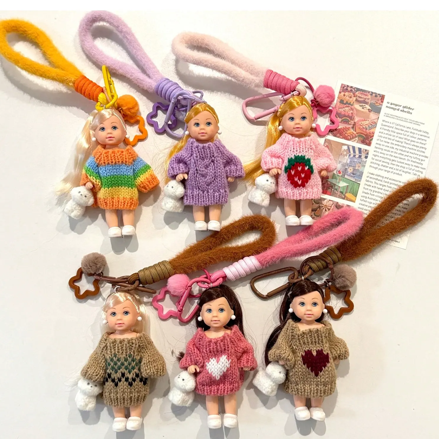 1PC Winter Princess Doll Keychain – Cute Plush Bag Charm Keyring, Aesthetic Backpack Accessory, Gift for Girls