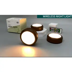 LED Puck Lights with Remote Tap Control, Battery Operated Dimmable Wireless Under Cabinet Closet Lights, Stick-On Tap Light Kitchen Hallway Lighting