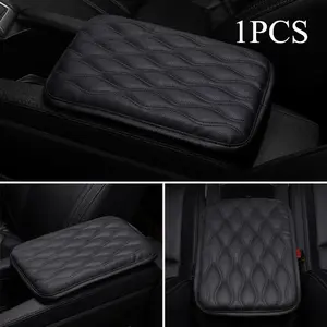 Leather Car Armrest Mat Universal Interior Auto Armrests Storage Box Mats Dust-proof Cushion Cover Armrest Protector Waterproof Car Accessories