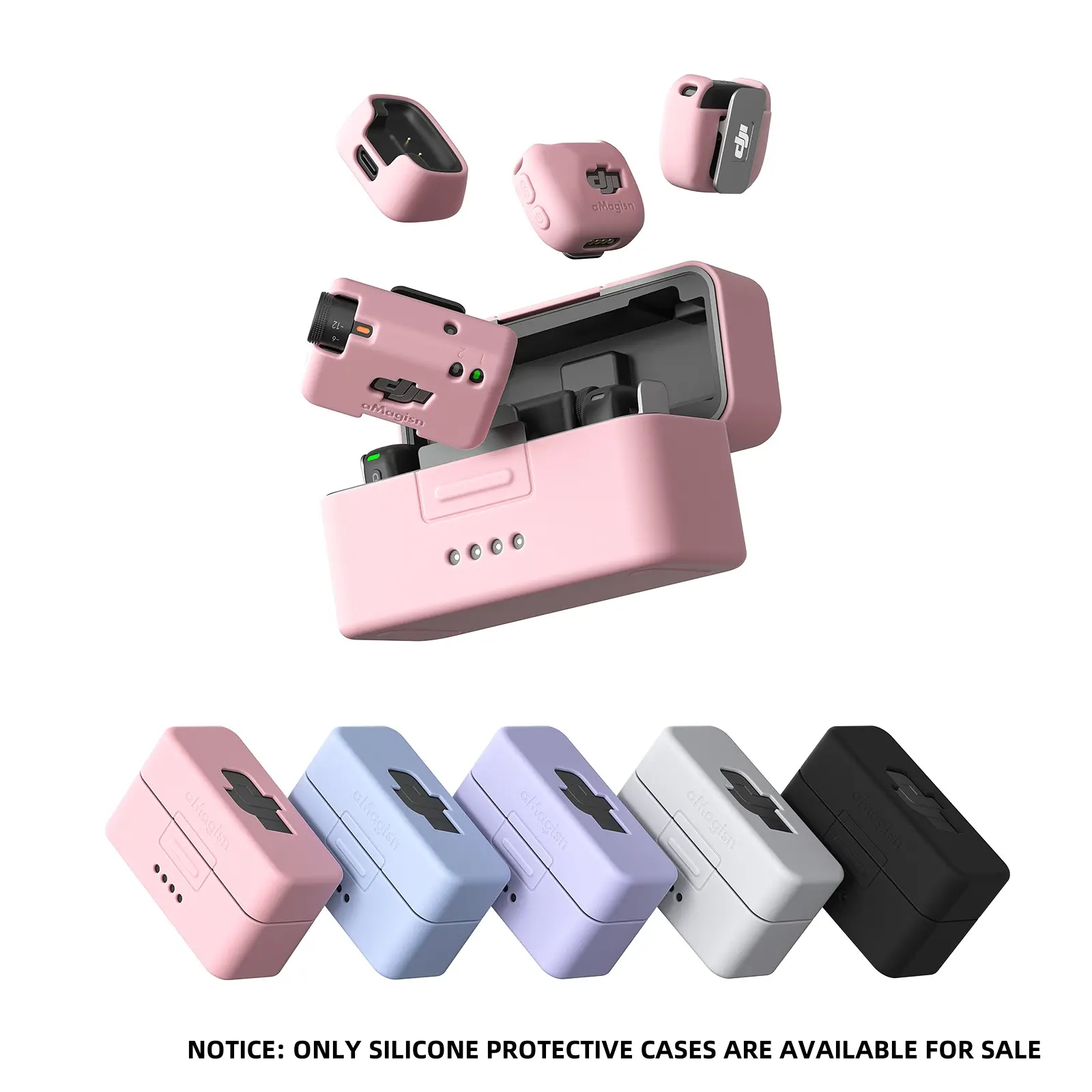 Colorful Silicone Protective Case for Dji Mic Mini, Full Coverage Anti-Drop Scratch Resistant, Precision Cutouts, Fashionable Design, Accessories