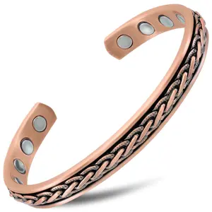 MagnetRX Woven Inlay Copper Magnetic Bracelet Bangle for Men & Women