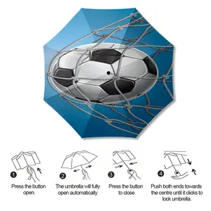Football Field Pattern Umbrella, Automatic Folding, Sun Protection, Durable 8-Rib, Outdoor Use, Great Gift, World Cup Umbrella