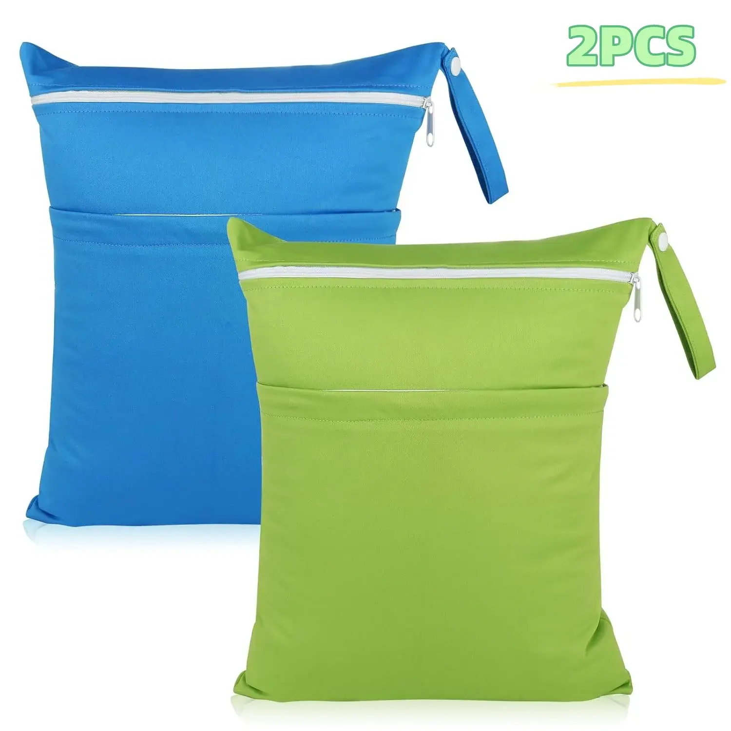 BTEPSGA Wet Bags, 2 Pack Wet/Dry Bags with Two Zippered Pockets, Travel, Beach, Pool, Gym Bag for Swimsuits or Wet Clothes, Waterproof Washable Reusable BTEPSGA Direct