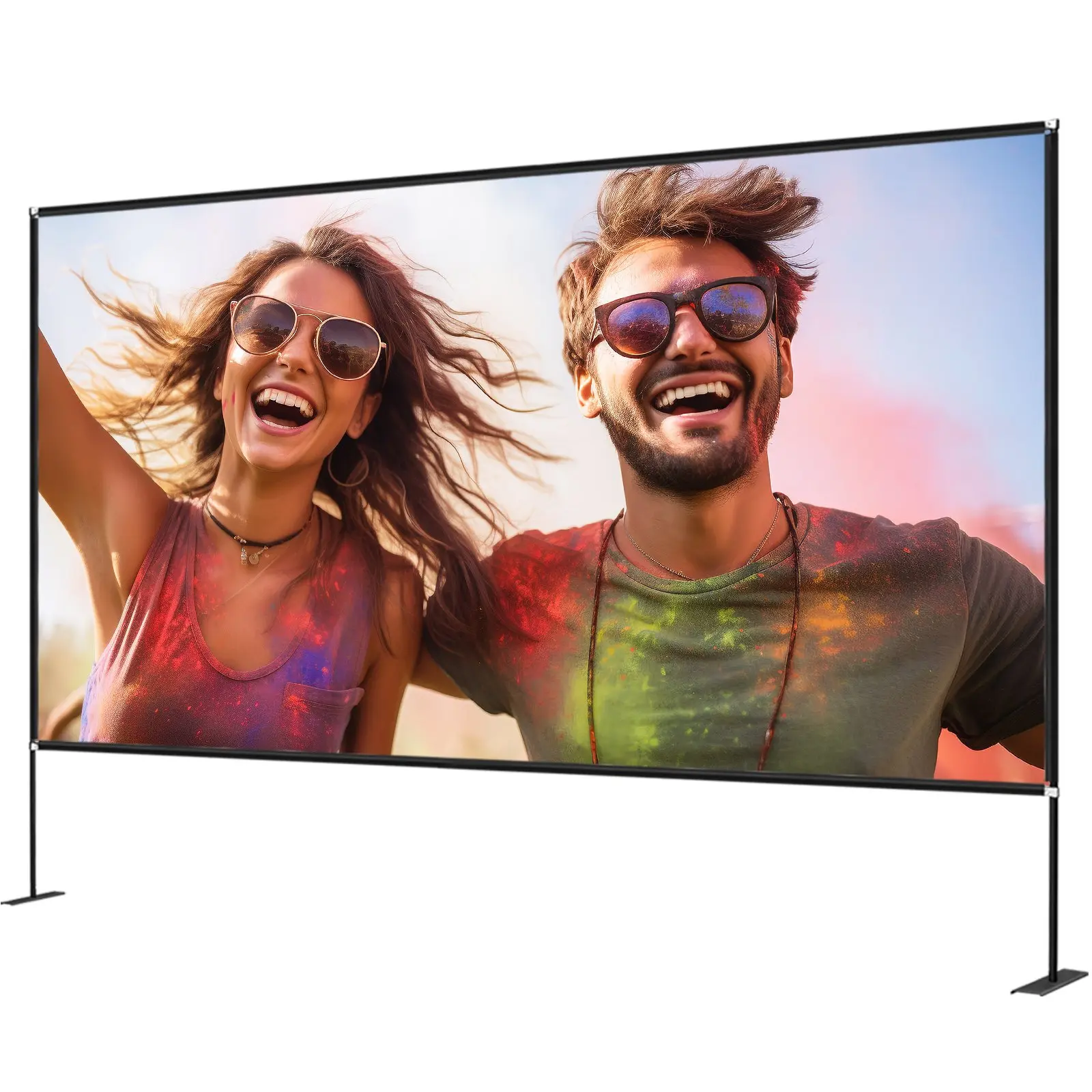 【Summerfinds】VEVOR Projector Screen with Stand 150inch Portable Movie Screen 16:9 4K HD Wide Angle Outdoor Projector Screen Stand Easy Assembly with Storage Bag for Home Theater Office Outdoor Use