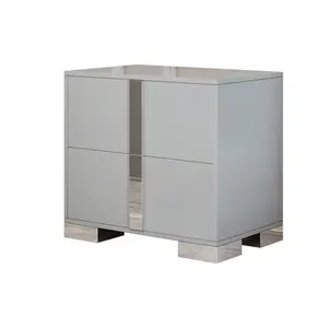Gray 2-Drawer Nightstand, Modern Classic Design, MDF with Metal Feet, 130 Lbs Tabletop Capacity, Bedroom Bedside Table with Ample Storage, Also Used as Living Room End Table