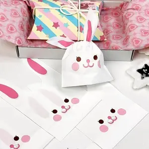 50 Pcs Large Bunny Ear Decorative Candy Bags, Portable Festival Pouches for Party Favors and Christmas Treat Packaging