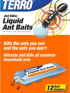 TERRO Ant Killer Bait Stations T300B - Liquid Bait to Eliminate Ants - Bait System - 12 Count Stations for Effective Indoor Ant Control