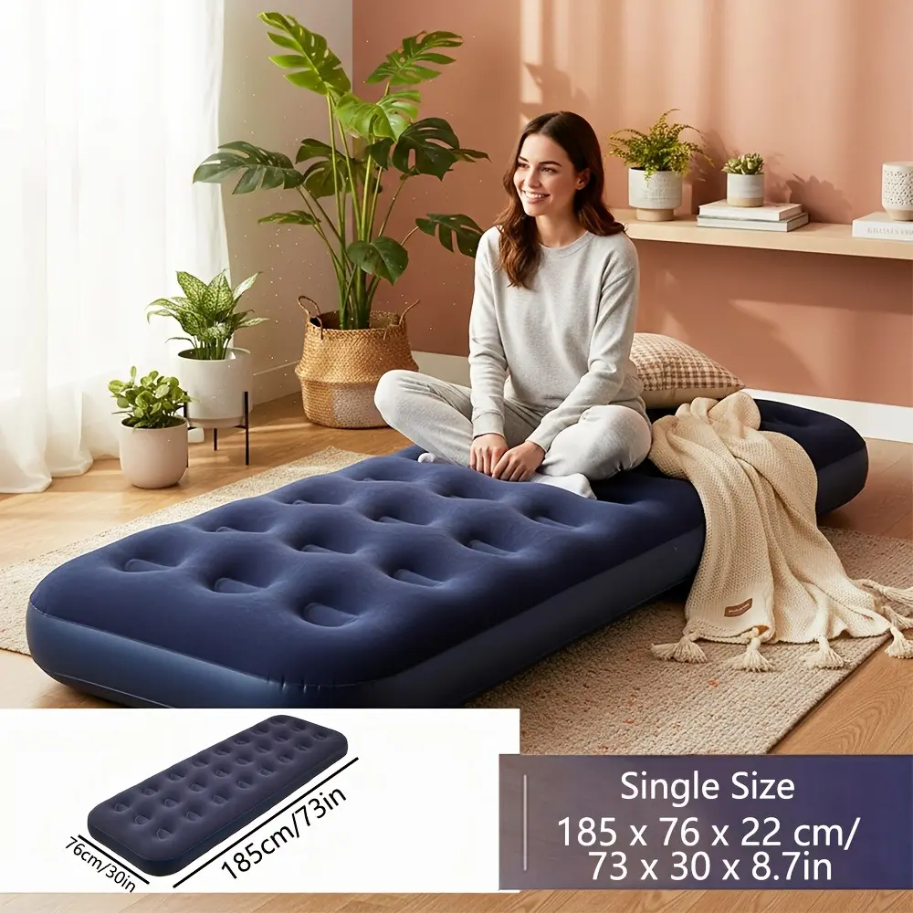 Single Size Inflatable Mattress - Inflatable Travel Bed, Portable Airbed for Camping, Guest Room Use